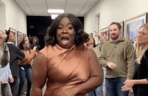 Uzo Aduba Shines in Brown Silk as She Dances Through The Jennifer Hudson Show Spirit Tunnel