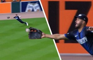 INCREDIBLE! Greene makes one-handed diving catch in MLB
