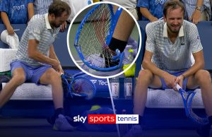 Medvedev OBLITERATES racket as he loses his head after dramatic match