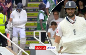 INCREDIBLE SCENES! Woakes comes out to bat one-handed with arm in a sling!